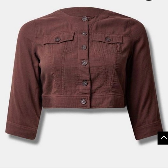 Torrid Jacket Double Gauze Cropped Collarless Size 0 - Picture 4 of 5